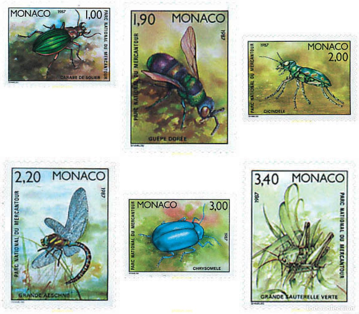 Sellos: 32596 MNH MONACO 1987 INSECTOS DEL PARQUE NACIONAL DE MERCANTOUR