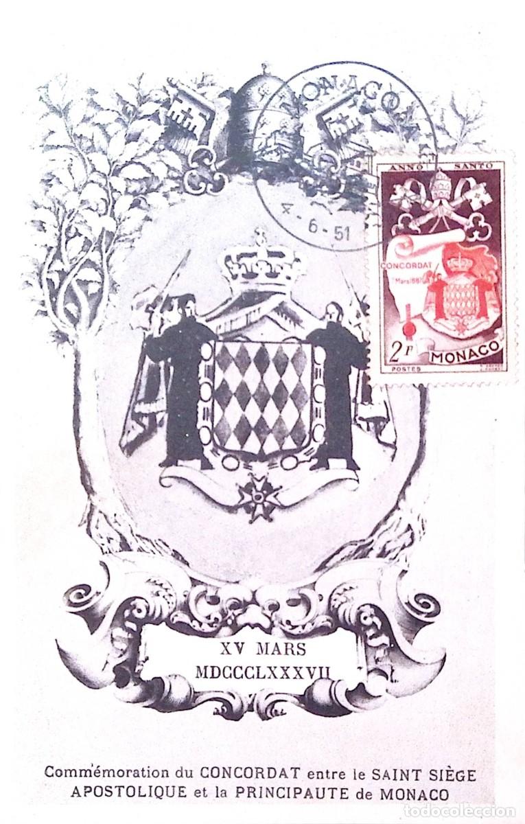 Sellos: O) 1951 MONACO, SYMBOLIZING MONACO&acute;S ADOPTION OF CATHOLICISM, HOLY YEAR - ANNO SANTO, MAXIMUM CARD X