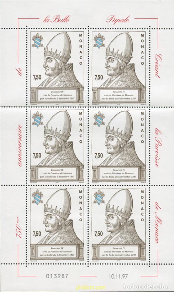 Sellos: 11850 MNH MONACO 1997 750 ANIVERSARIO DE LA CREACION DE LA PARROQUIA DE MONACO