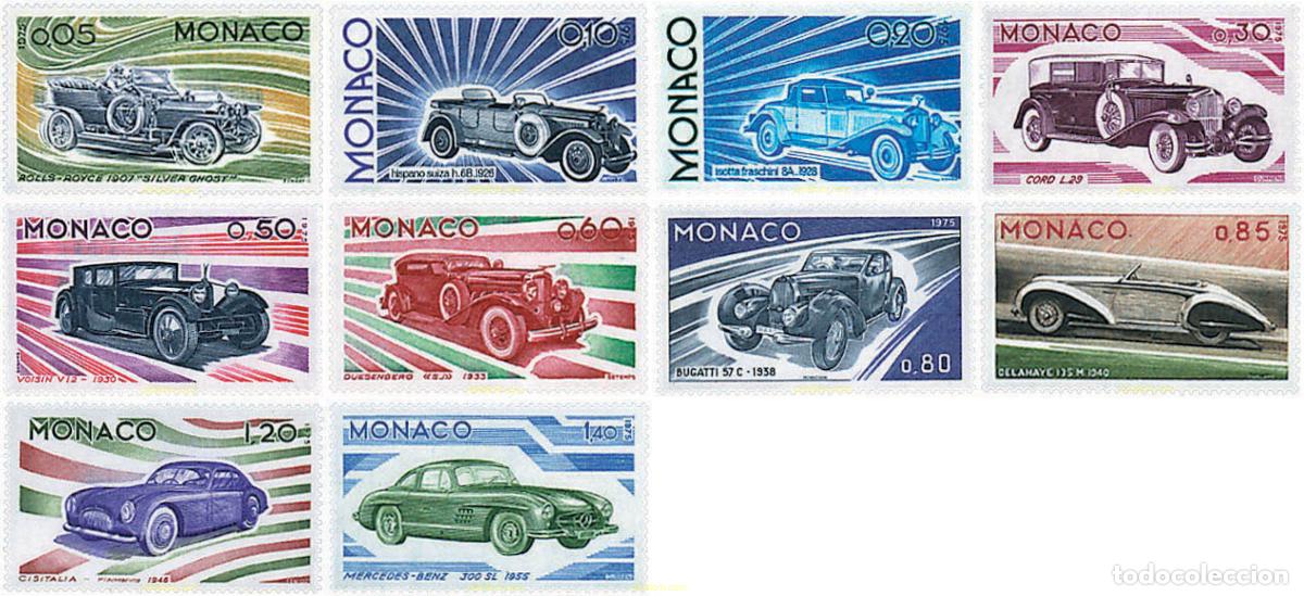 Sellos: 227392 MNH MONACO 1975 EVOLUCION DEL DISE&Ntilde;O DEL AUTOMOVIL