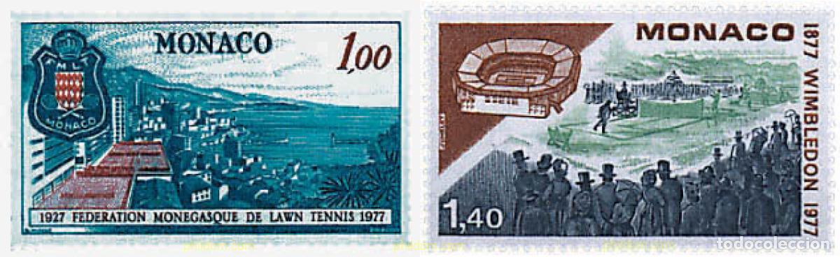 Sellos: 67778 MNH MONACO 1977 50 ANIVERSARIO DE LA FEDERACION DE TENIS Y CENTENARIO DEL TORNEO DE TENIS DE