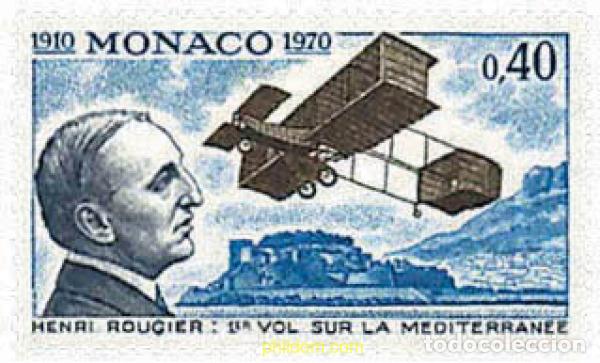 Sellos: 32511 MNH MONACO 1970 PRIMER VUELO SOBRE EL MEDITERRANEO DE HENRI ROUGIER