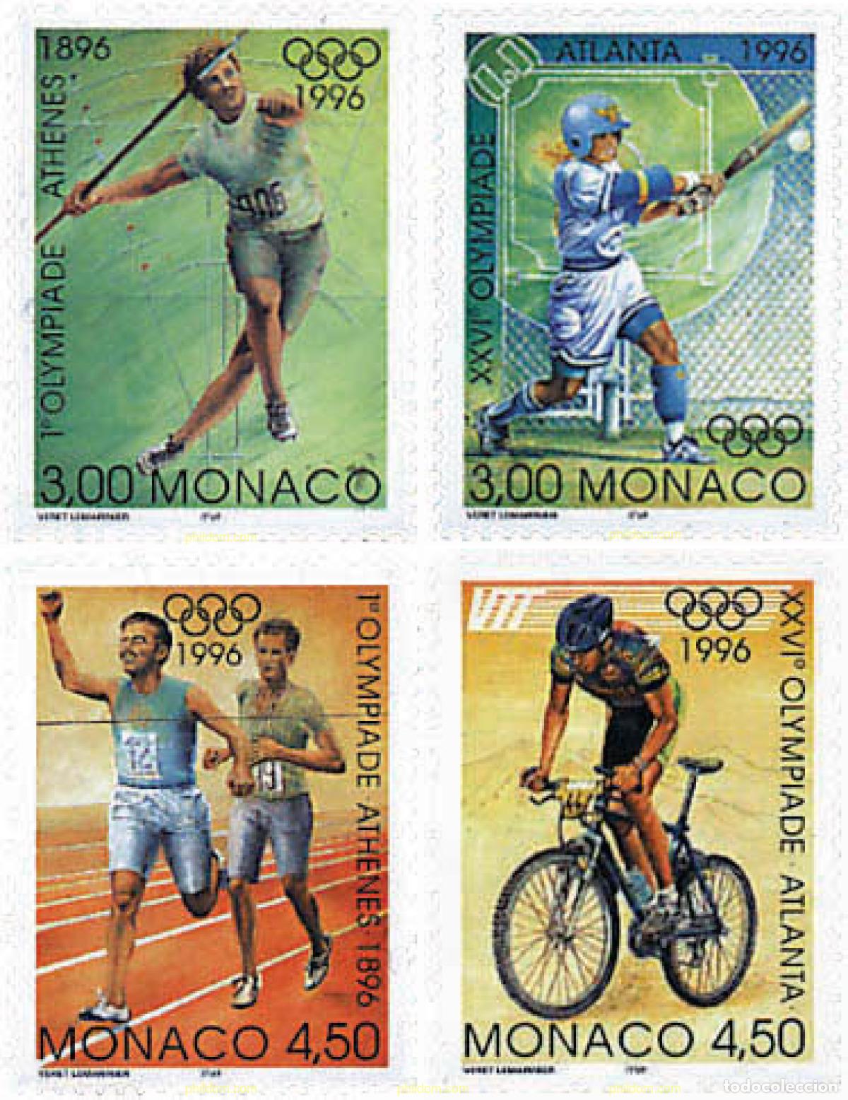 Francobolli: 67810 MNH MONACO 1996 26 JUEGOS OLIMPICOS VERANO ATLANTA 1996 - CENTENARIO DE LOS JUEGOS OLIMPICOS