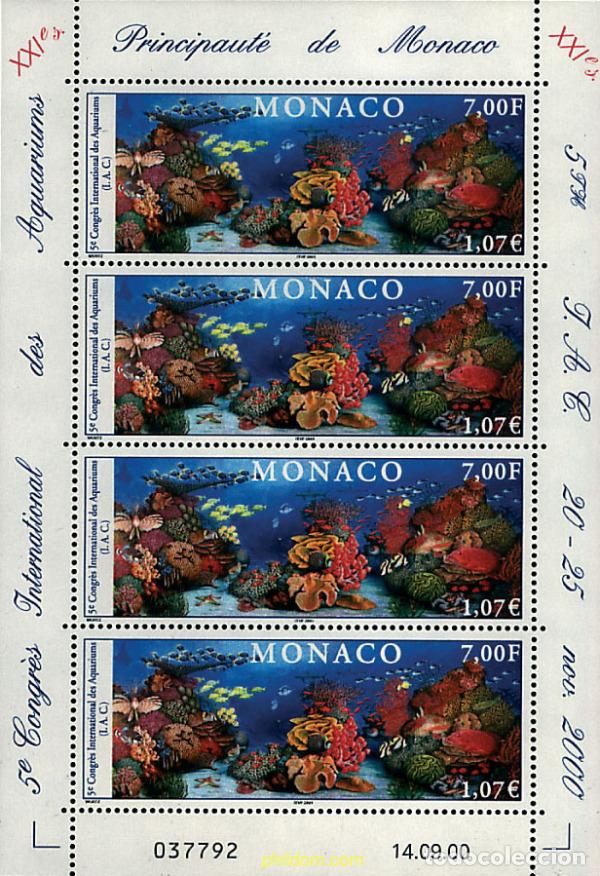 Sellos: 10416 MNH MONACO 2000 5 CONGRESO INTERNACIONAL DE ACUARIOS