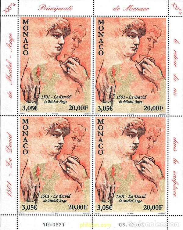 Sellos: 8568 MNH MONACO 2001 500 A&Ntilde;OS DE LA ESCULTURA DE DAVID DE MICHELANGELO