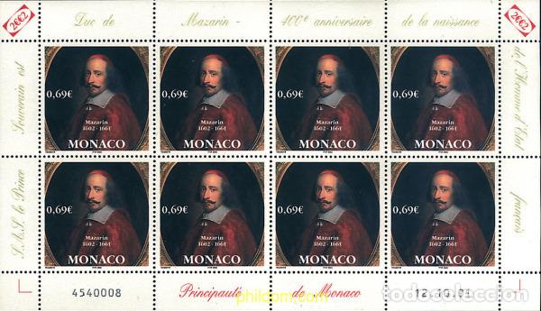 Selos: 8687 MNH MONACO 2002 400 ANIVERSARIO DEL NACIMIENTO DE JULES MAZARIN