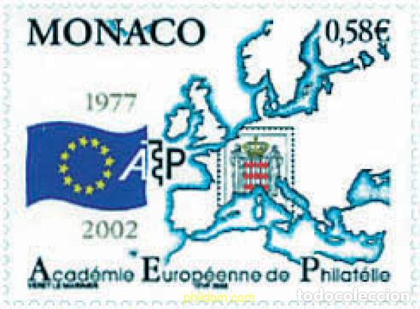 Sellos: 99078 MNH MONACO 2002 25 ANIVERSARIO DE LA CREACION EN MONACO DE LA ACADEMIA EUROPEA DE FILATELIA