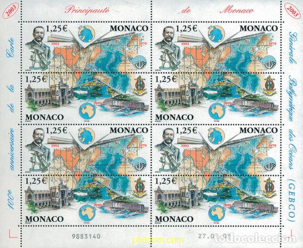 Briefmarken: 114665 MNH MONACO 2003 CENTENARIO DE LA GEBCO (MAPA GENERAL BATIMETRICO DE LOS OCEANOS)