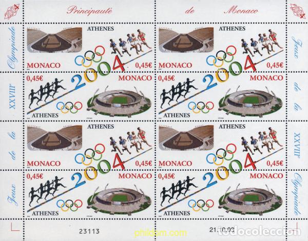 Sellos: 138802 MNH MONACO 2004 28 JUEGOS OLIMPICOS DE VERANO ATENAS 2004