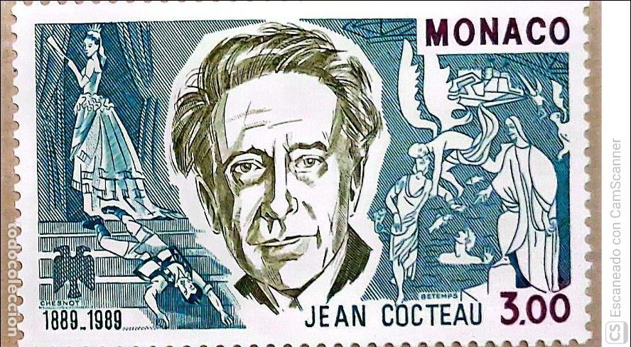 Sellos: M&oacute;naco. 1679 Aniversario nacimiento de Jean Cocteau, escritor, poeta, dramaturgo y pintor. 1989. Sel