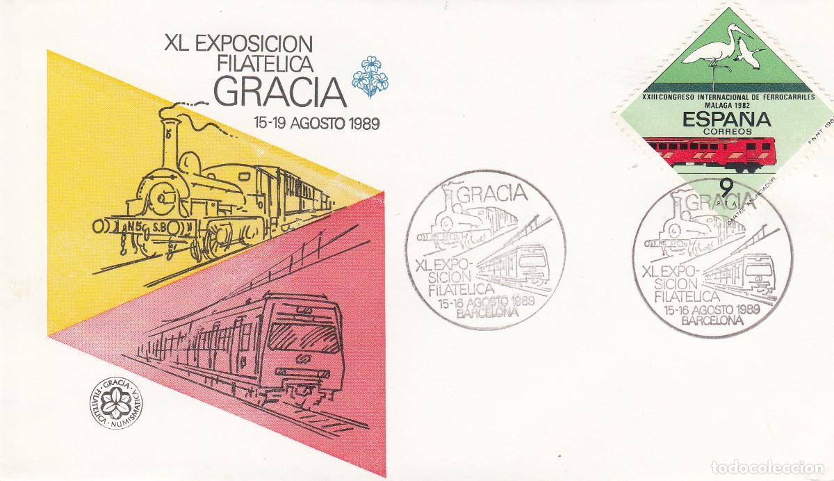 Sellos: MATASELLOS TEM. TRENES FERROCARRIL - EXPOS. FILAT&Eacute;LICA - GRACIA - BARCELONA - 1989