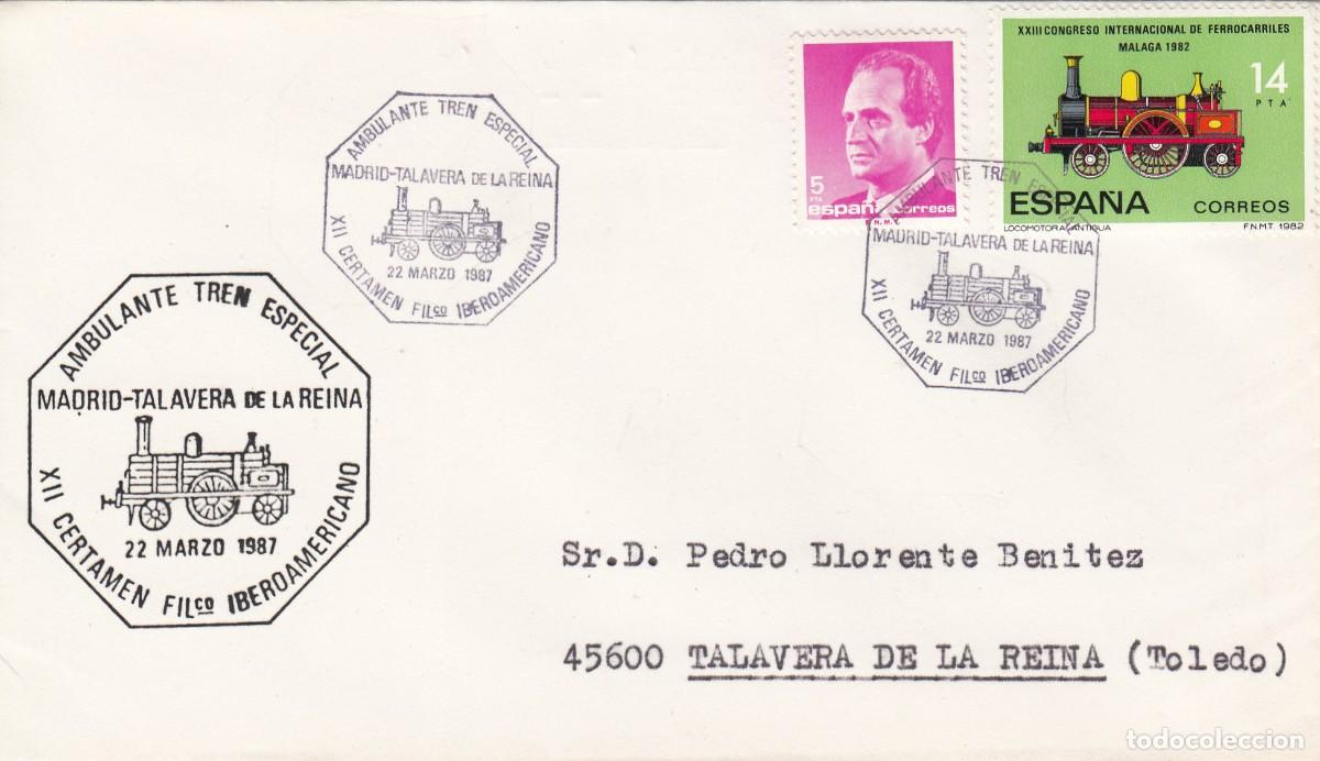Sellos: MATASELLOS TEM. TRENES FERROCARRIL - AMBULANTE TREN ESPECIAL - MADRID - TALAVERA DE LA REINA - 1987