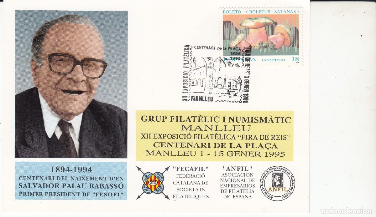 Sellos: MATASELLOS EXPOSICI&Oacute;N FILAT&Eacute;LICA FIRA DE REIS - MANLLEU - 1995