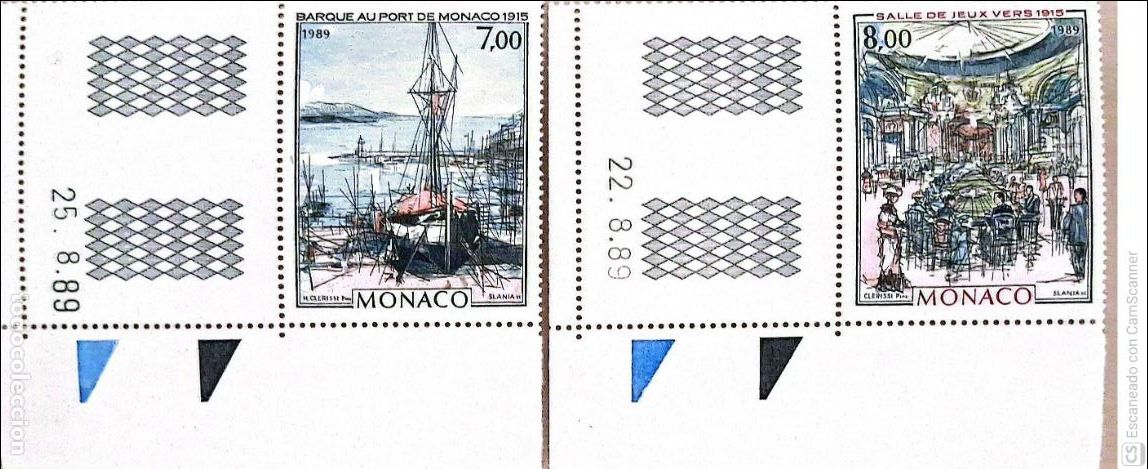 Sellos: M&oacute;naco. 1696/97 Montecarlo y M&oacute;naco en la Belle &Eacute;poque: Barco en el puerto de M&oacute;naco y Sala de juego