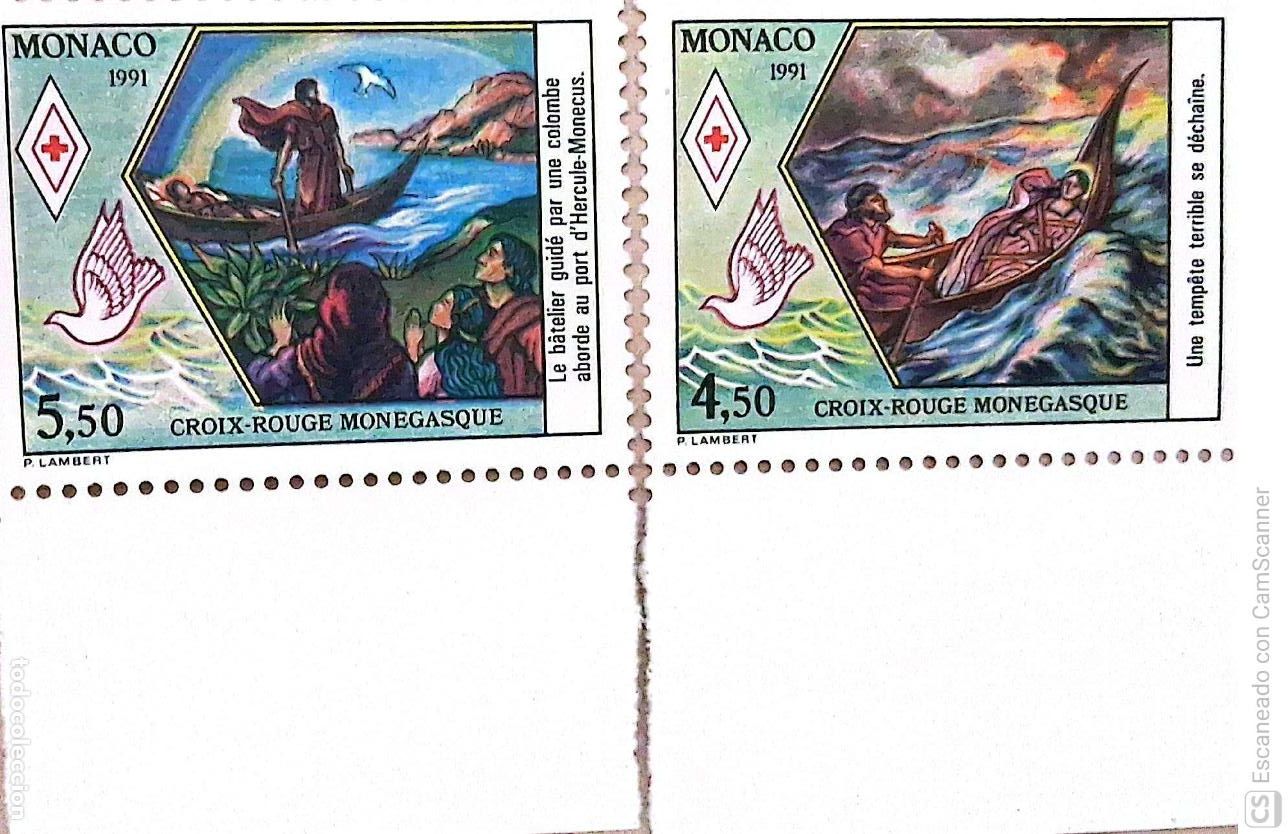 Sellos: M&oacute;naco. 1797/98 Cruz Roja monegasca: Vida de Santa Devota. 1991. Sellos nuevos y numeraci&oacute;n Yvert.