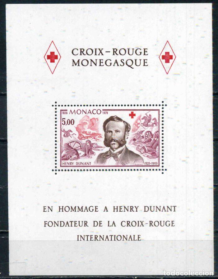Sellos: M&oacute;naco 1978 Homenaje a Henry Dunant, fundador de la Cruz Roja