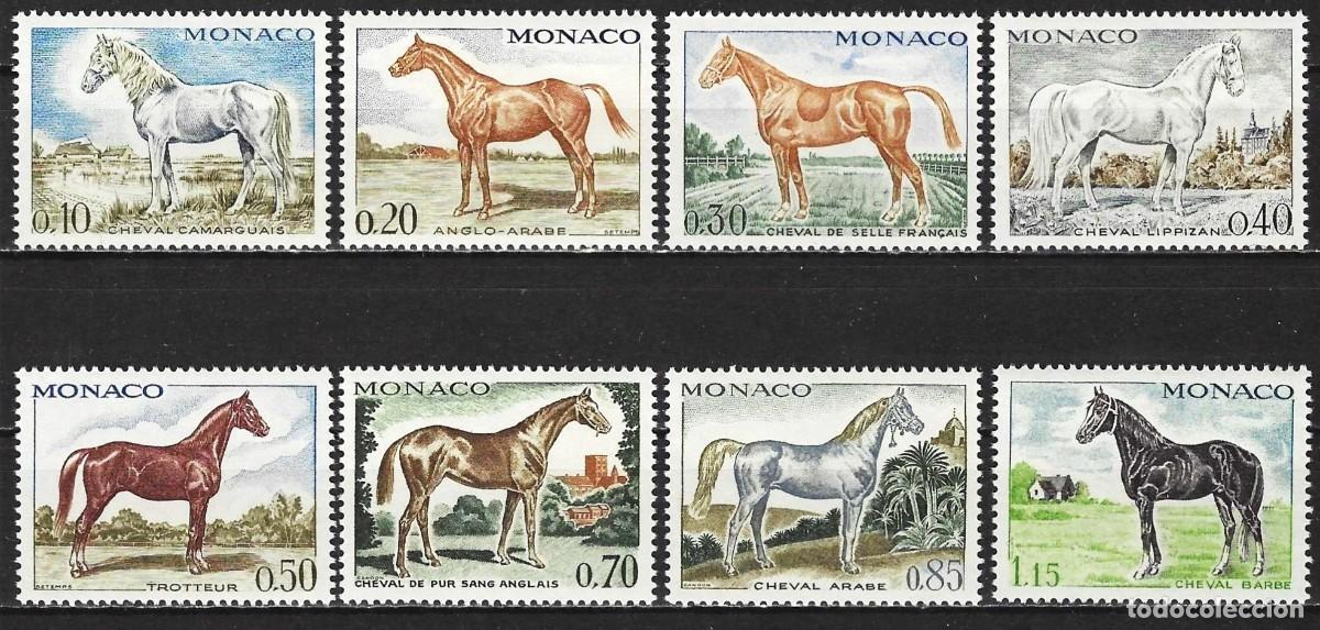 Sellos: Monaco 1970 - Mi 980 a 987 - YT 831 a 838 - Caballos - MNH** ( Serie completa )