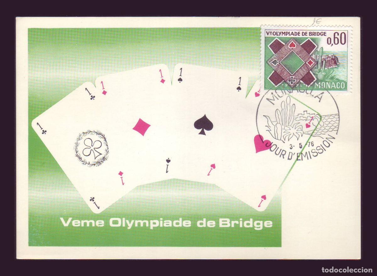 Sellos: TM Primer D&iacute;a M&oacute;naco 1976 | V Olimpiada de Bridge | Yv: 1052 / Mi: 1220