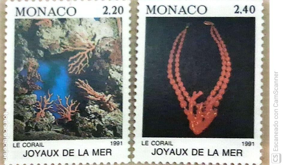 Sellos: M&oacute;naco. 1774/75 Exposici&oacute;n Joyas del Mar: Corales. 1991. Sellos nuevos y numeraci&oacute;n Yvert.