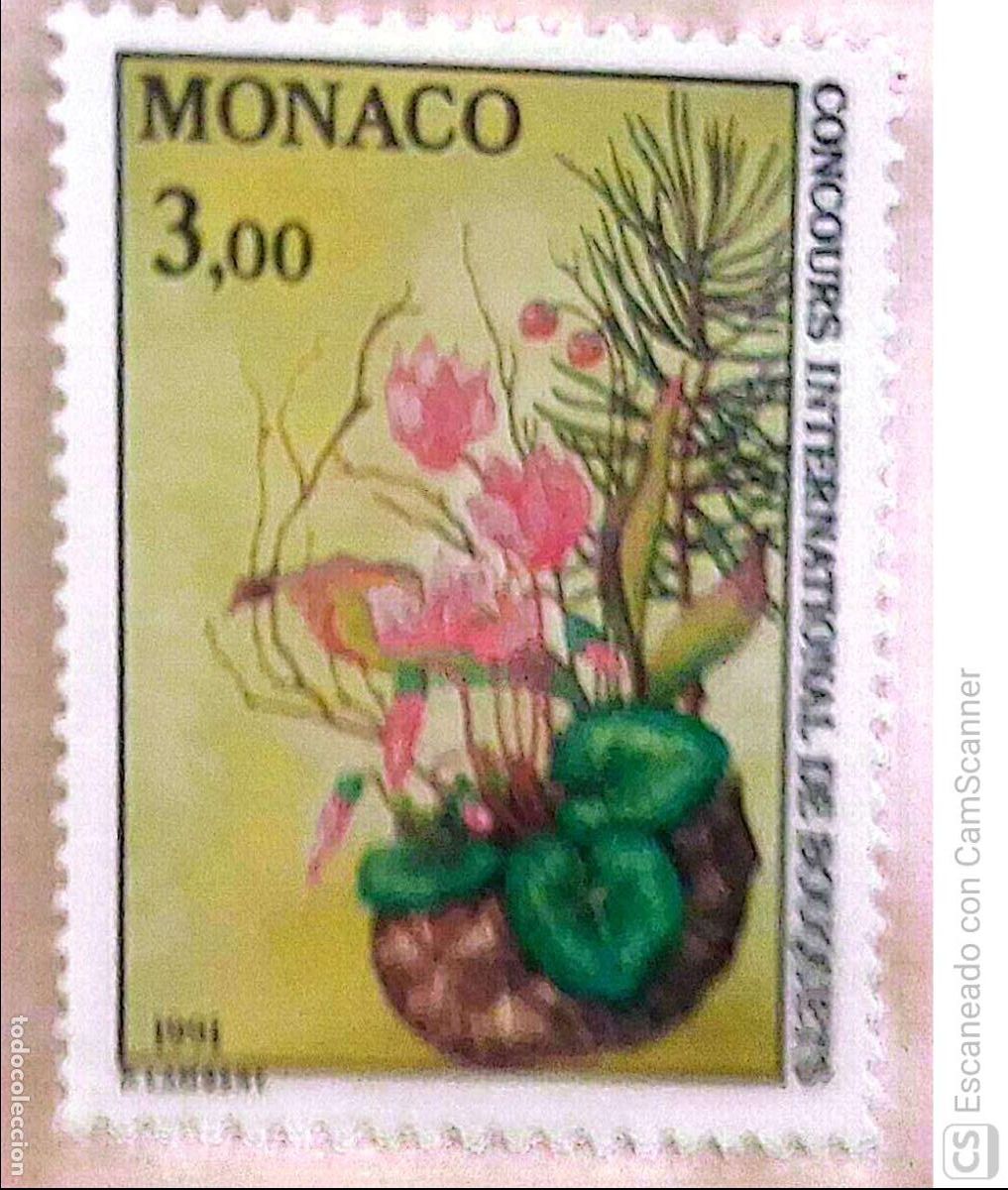Sellos: M&oacute;naco. 1759 Concurso internacional de ramos de flores. 1991. Sellos nuevos y numeraci&oacute;n Yvert.