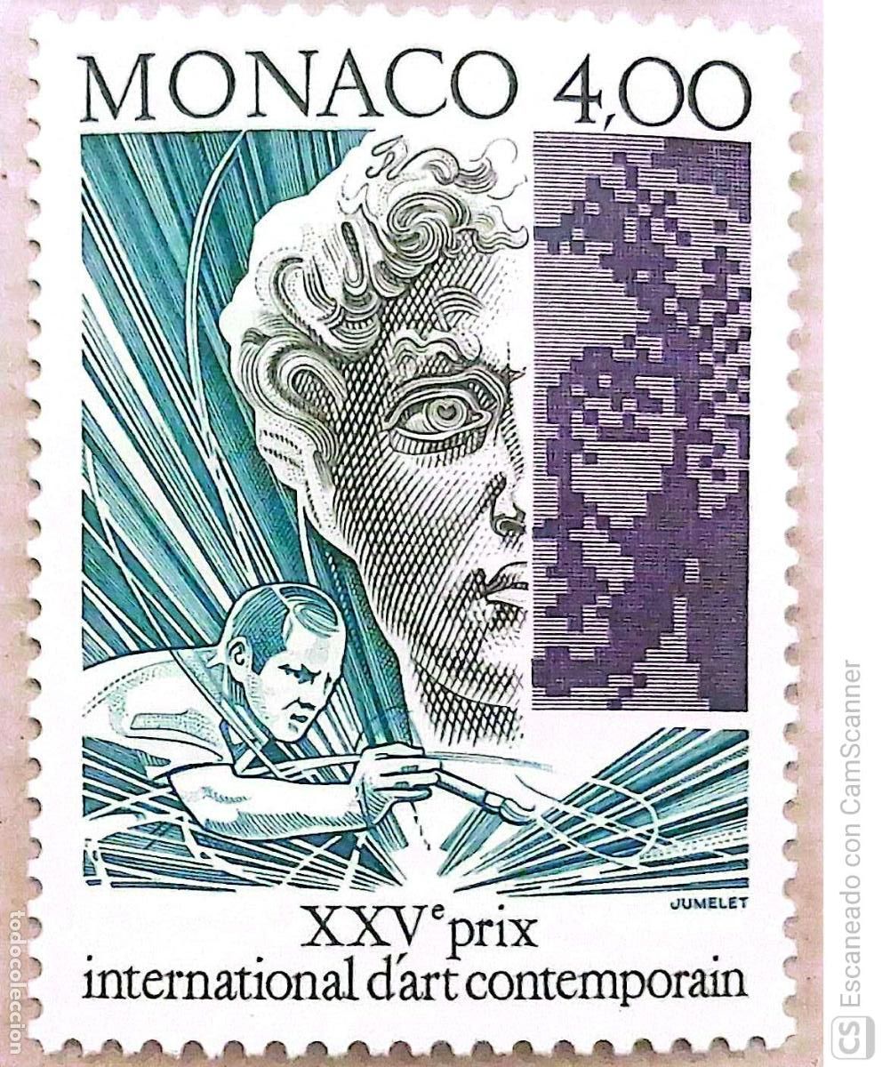 Sellos: M&oacute;naco. 1776 Premio internacional de arte contempor&aacute;neo: Cabeza esculpida por ordenador. 1991. Sello