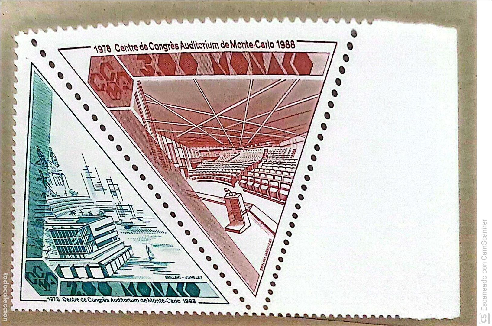 Sellos: M&oacute;naco. 1641/42 Aniversario del centro de Congresos-Auditorium: Vista exterior. 1988. 1988. Sellos