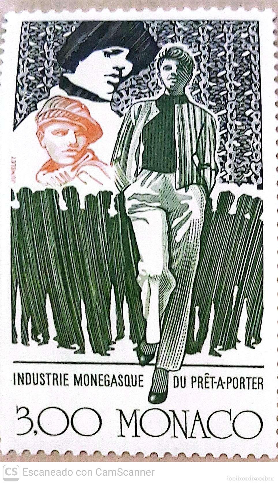 Sellos: M&oacute;naco. 1661 Actividades industriales del principado: Pr&ecirc;t-&agrave;-porter: Bettina y La Squadra. 1988. Sel