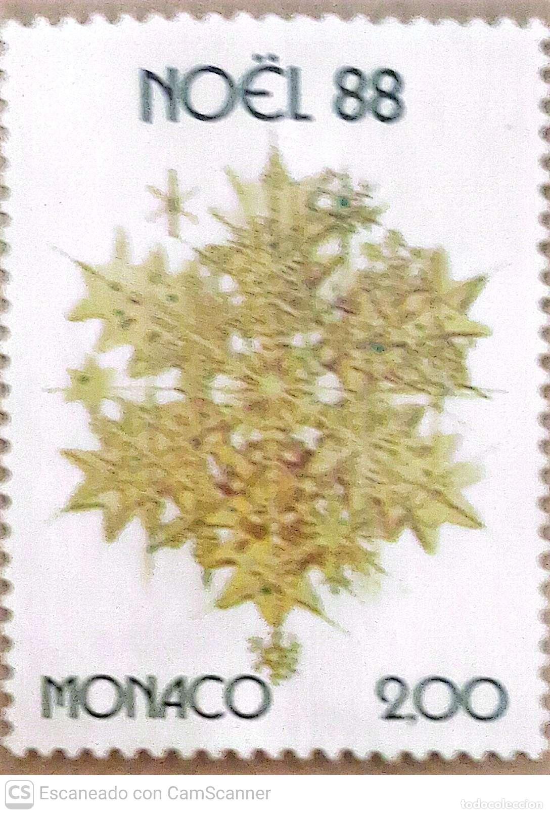 Sellos: M&oacute;naco. 1662 Navidad: Estrella de Navidad. 1988. Sellos nuevos y numeraci&oacute;n Yvert.