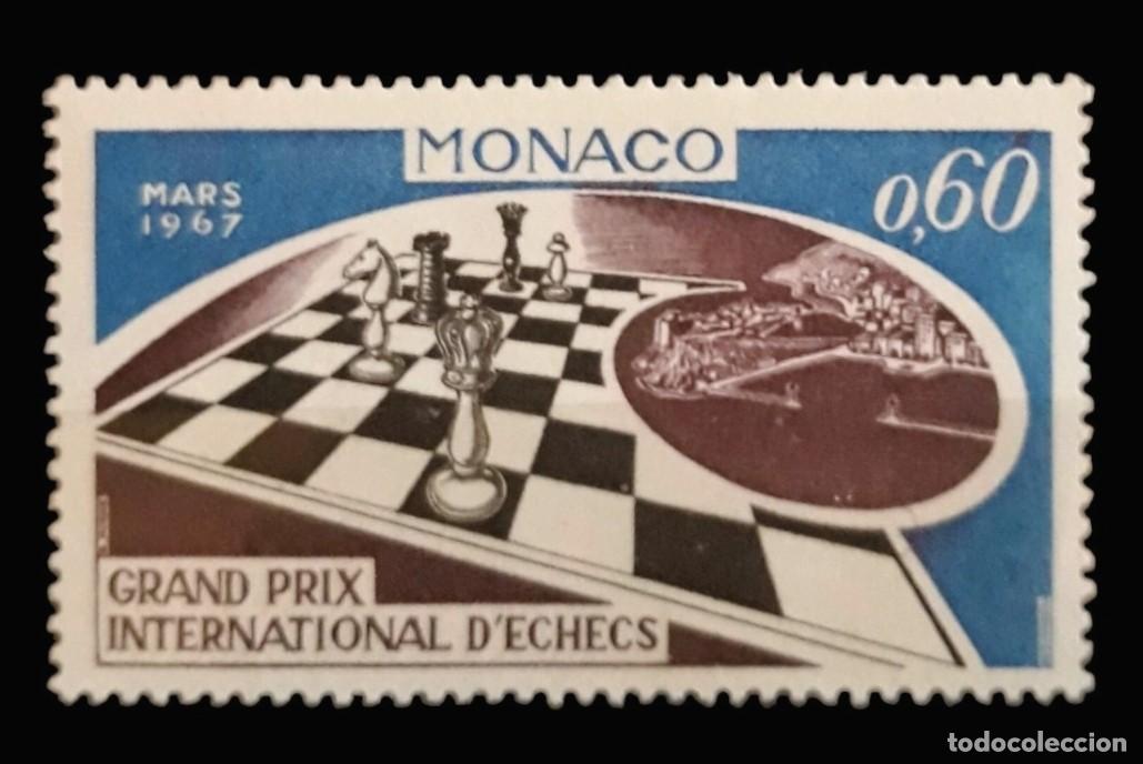 Sellos: M&Oacute;NACO 1967 Ajedrez. Gran premio internacional de M&oacute;naco. NUEVO - MNH