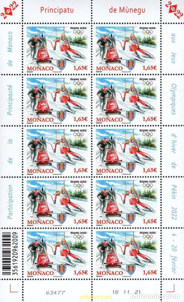 Sellos: 666941 MNH MONACO 2022 24 JUEGOS OL&Iacute;MPICOS DE INVIERNO, BEIJING 2022
