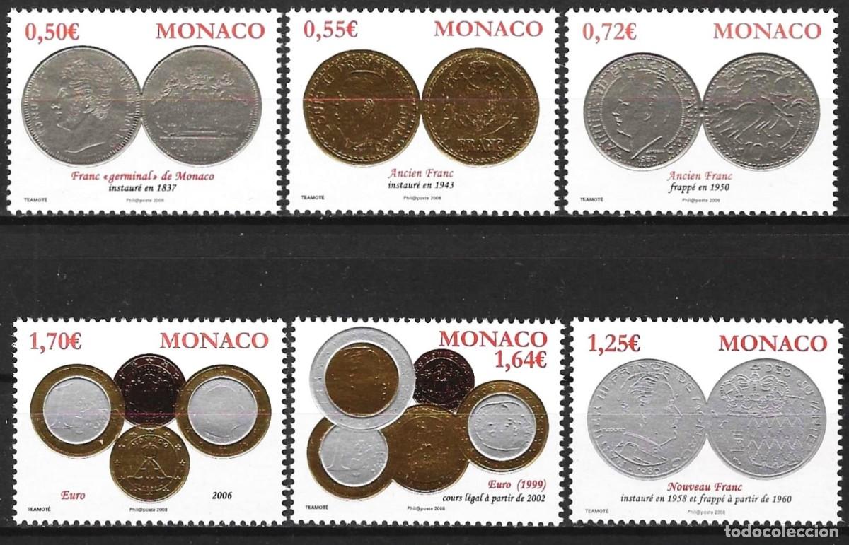 Sellos: Monaco 2008 - Mi 2902 a 2907 - YT 2644 a 2649 - Monedas - MNH** ( Serie completa )