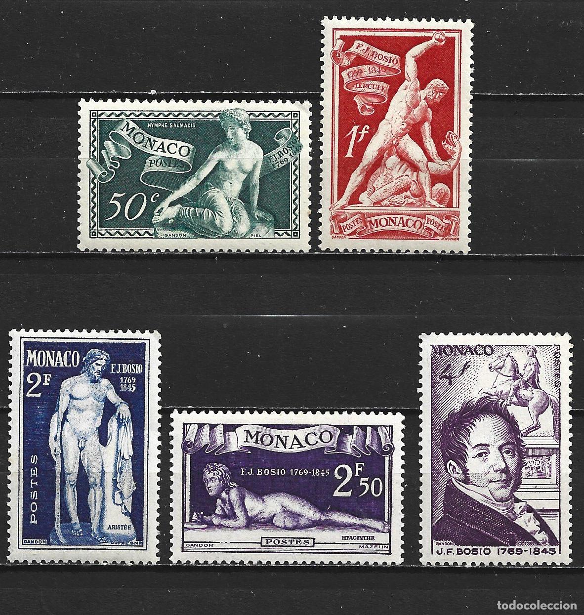 Sellos: MONACO YVERT NUM. 314/318 * SERIE COMPLETA CON FIJASELLOS