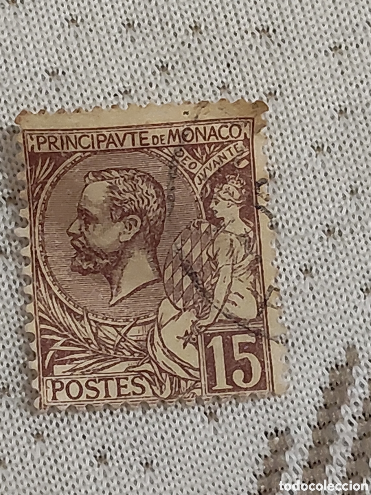 Sellos: Sello del Principado de M&oacute;naco Pr&iacute;ncipe Alberto l junto a una figura aleg&oacute;rica 1891 usado