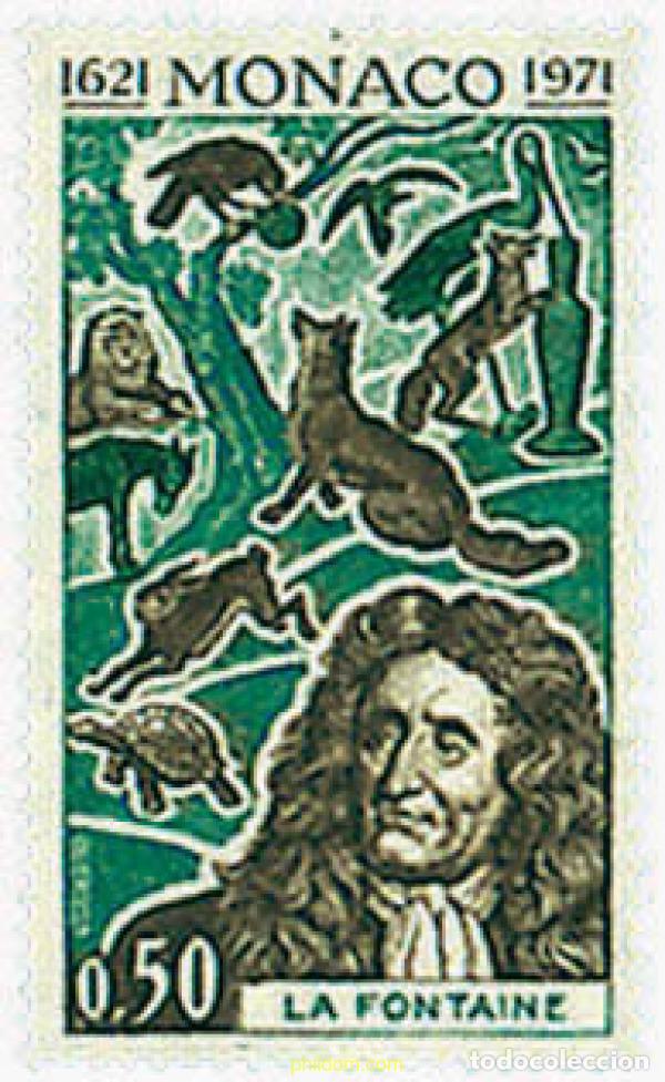 Sellos: 35472 MNH MONACO 1972 350 ANIVERSARIO DEL NACIMIENTO DE LA FONTAINE