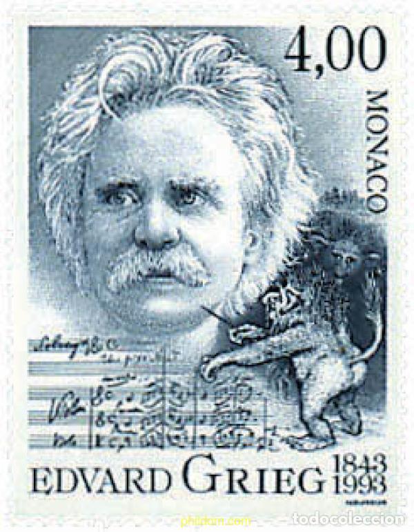 Sellos: 34837 MNH MONACO 1993 150 ANIVERSARIO DEL NACIMIENTO DEL COMPOSITOR EDUARD GRIEG