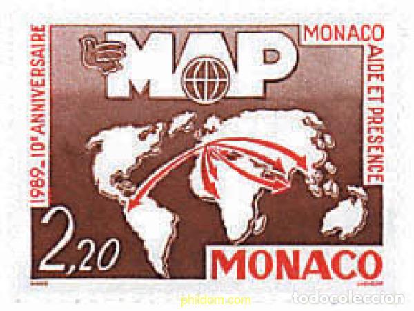 Sellos: 32683 MNH MONACO 1989 10 ANIVERSARIO DE LA ASOCIACION HUMANITARIA MAP