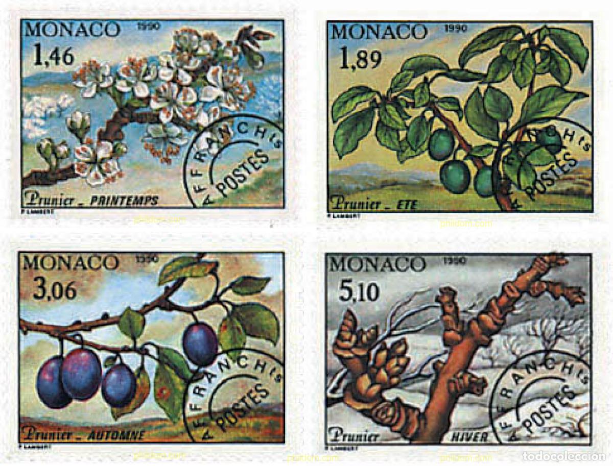 Sellos: 96975 MNH MONACO 1990 LAS CUATRO ESTACIONES DEL CIRUELO