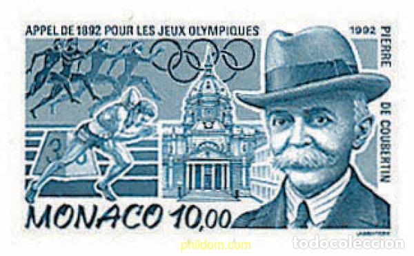Sellos: 67804 MNH MONACO 1992 CENTENARIO DE LA RENOVACION DE LOS JUEGOS OLIMPICOS POR PIERRE DE COUBERTIN