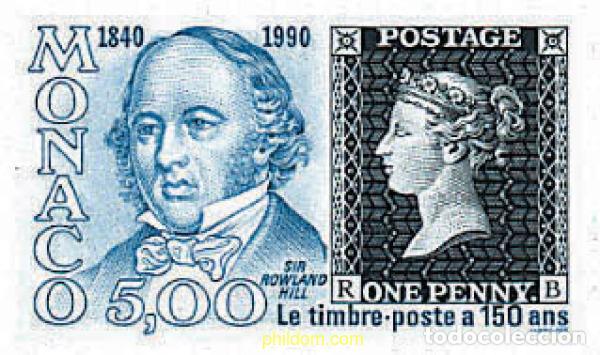 Sellos: 77462 MNH MONACO 1990 150 ANIVERSARIO DE LA EMISION DEL PRIMER SELLO: PENNY BLACK