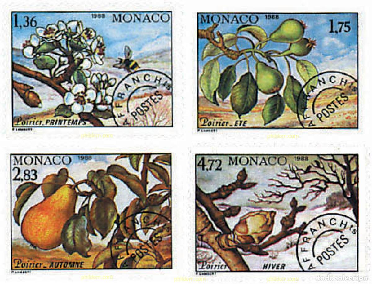 Sellos: 96966 MNH MONACO 1988 LAS CUATRO ESTACIONES DEL PERAL