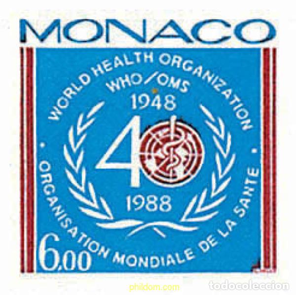 Sellos: 32473 MNH MONACO 1988 40 ANIVERSARIO DE LA ORGANIZACION MUNDIAL DE LA SALUD