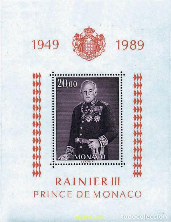 Sellos: 32582 MNH MONACO 1989 40 ANIVERSARIO DEL REINADO DEL PRINCIPE RAINIERO III