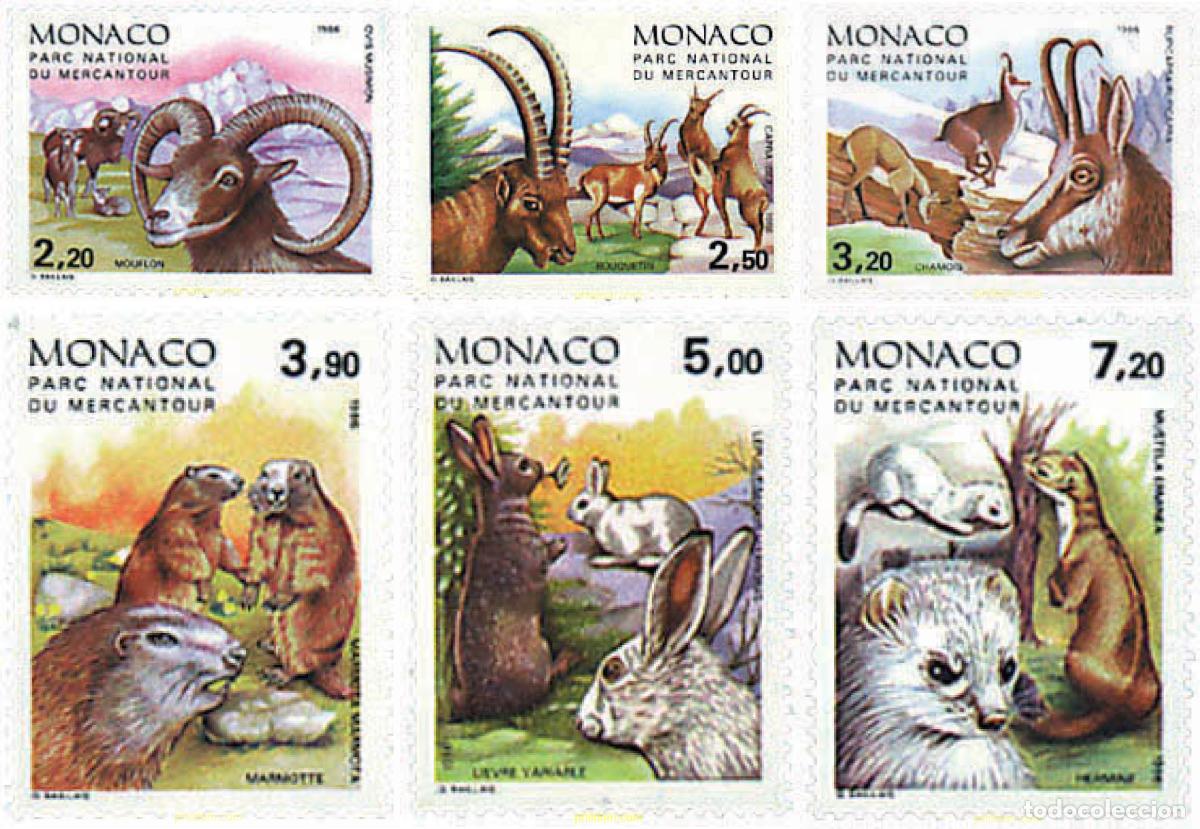 Sellos: 32574 MNH MONACO 1986 ANIMALES DEL PARQUE NACIONAL DE MERCANTOUR