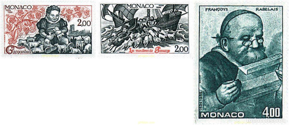 Sellos: 77458 MNH MONACO 1984 450 ANIVERSARIO DE LA PRIMERA EDICION DE GARGANTUA Y DEL NACIMIENTO DE EDGAR