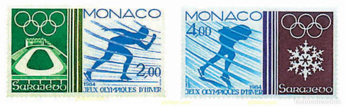 Sellos: 72785 MNH MONACO 1984 14 JUEGOS OLIMPICOS INVIERNO SARAJEVO 1984