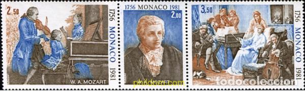 Sellos: 6078 MNH MONACO 1981 225 ANIVERSARIO DEL NACIMIENTO DE W. AMADEUS MOZART