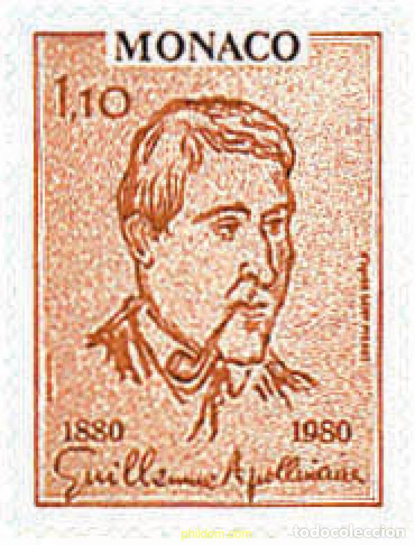 Sellos: 32441 MNH MONACO 1980 CENTENARIO DEL NACIMIENTO DE GUILLAUME APOLLINAIRE