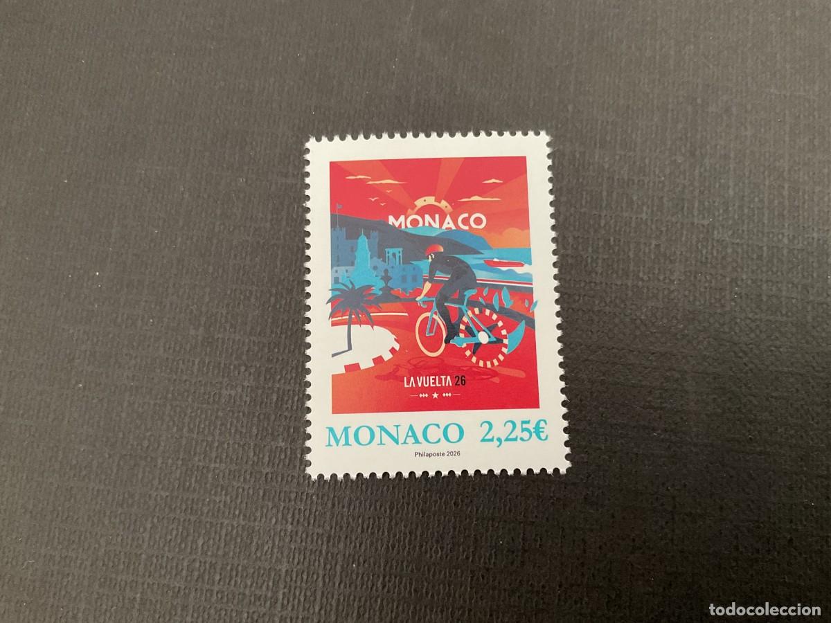 Sellos: MONACO A&Ntilde;O 2026. CICLISMO. SALIDA VUELTA CICLISTA A ESPA&Ntilde;A DESDE MONACO