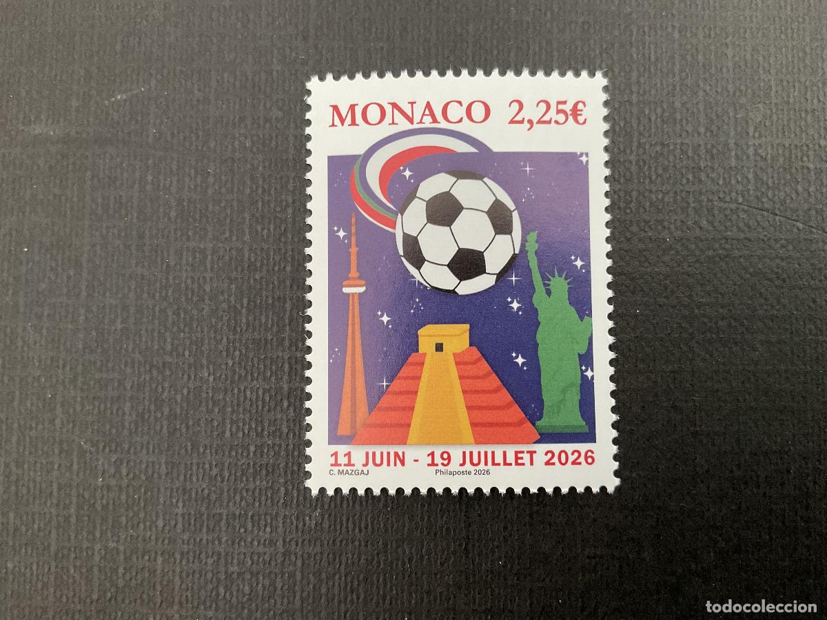 Sellos: MONACO A&Ntilde;O 2026. CAMPEONATO DEL MUNDO DE FUTBOL