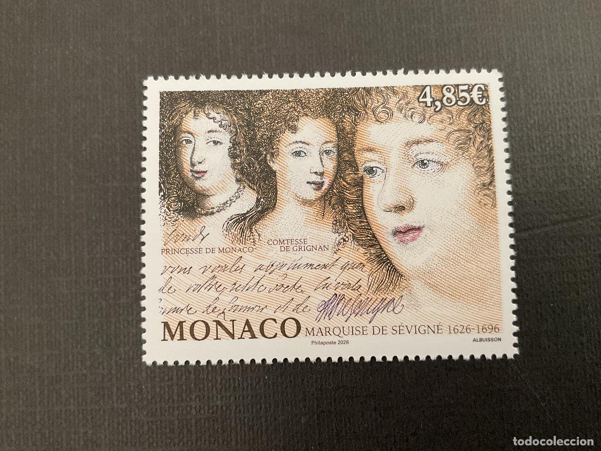 Sellos: MONACO A&Ntilde;O 2026 400 ANIVERSARIO DEL NACIMIENTO DE LA MARQUESA DE SEVIGNE